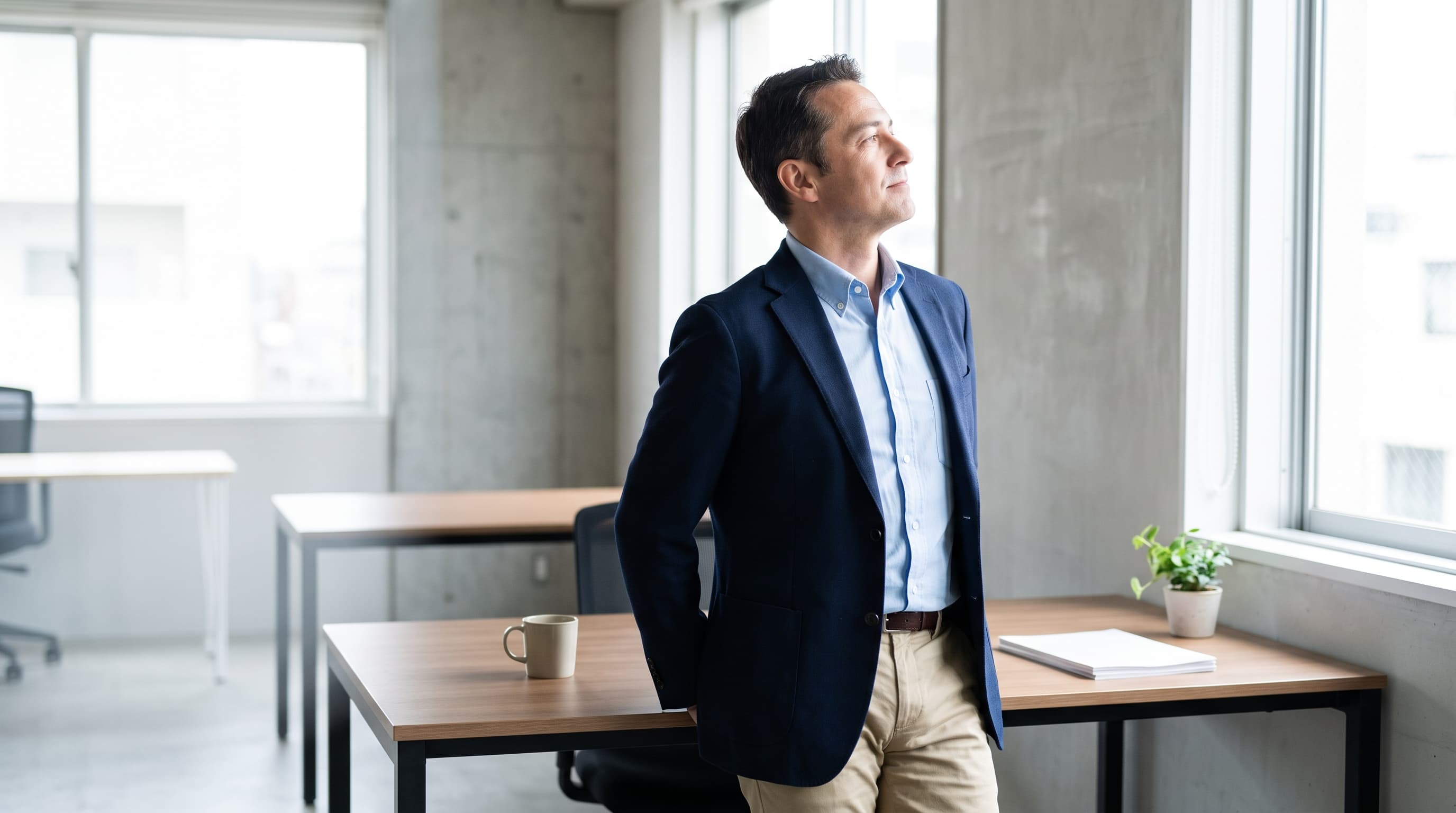 employé de bureau s'étirant